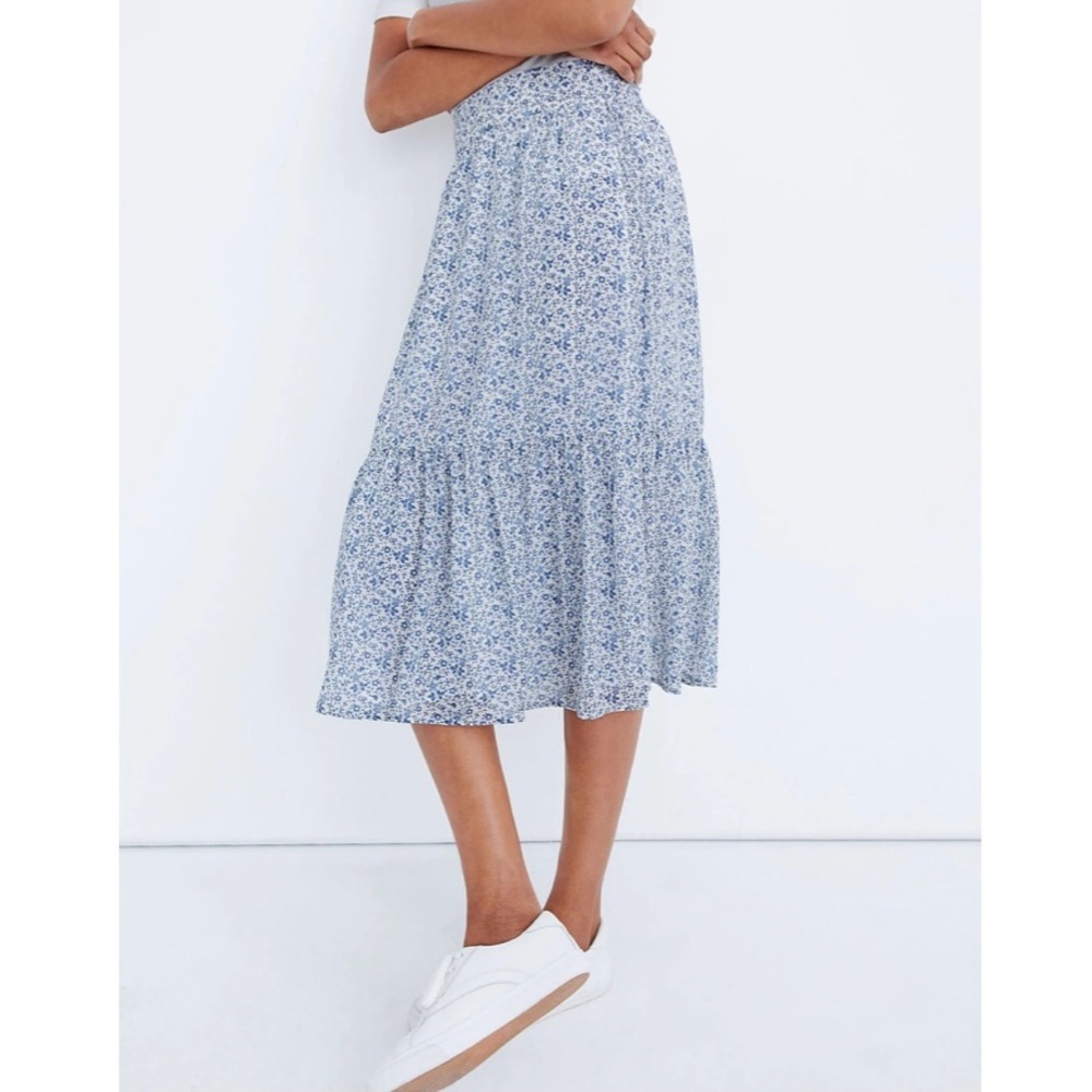 Madewell Tiered Peasant Midi Skirt Climbing Floral